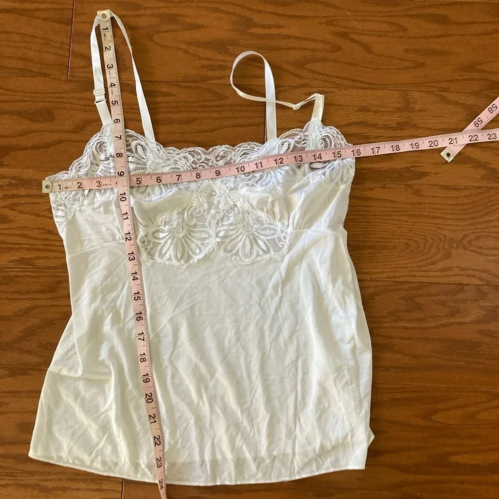Vintage white Satin Lace Camisole Slip Cami Tank Top Size 36 - Picture 7 of 7